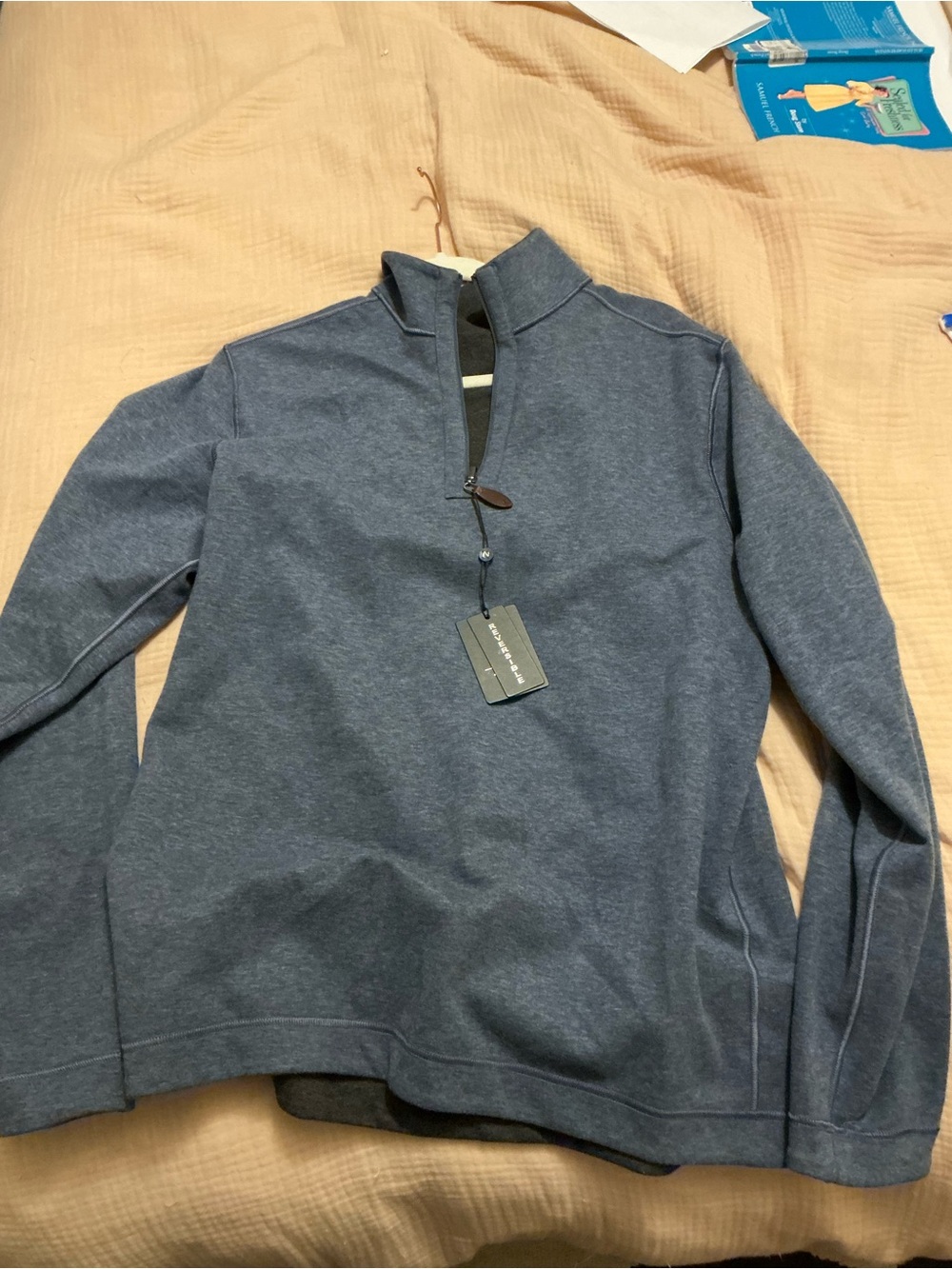 NOBO Men's Heather Navy Half-Zip Sweater